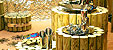 Wood and silver displays for showcase displays